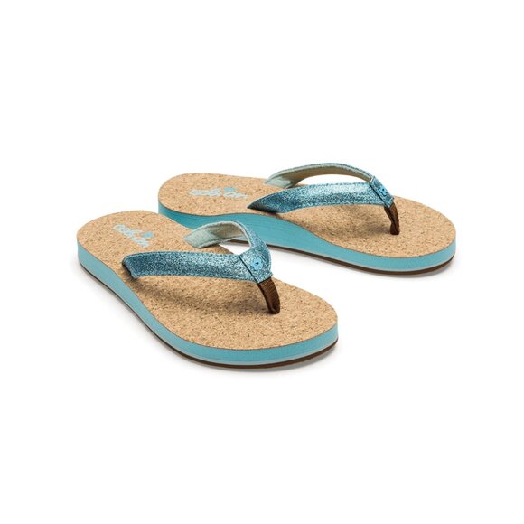 Cobian Girls Lil' Capri Glittered strap sandal Cork Sole Sandal - Blue - Picture 3 of 5
